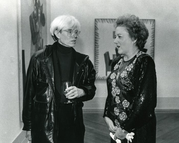 Katherine Clarke with Andy Warhol in an art museum